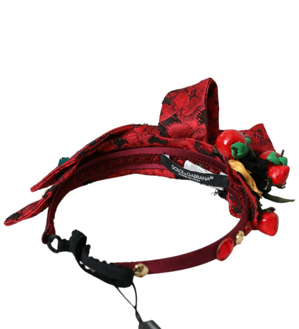 Dolce & Gabbana Red Cherry Sicily Embellished Women Hairband Diadem