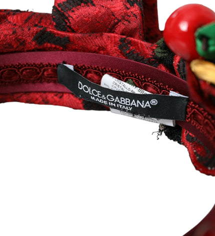 Dolce &amp; Gabbana Kırmızı Kiraz Sicilya Süslü Kadın Saç Bandı Diadem