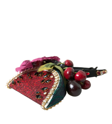 Dolce & Gabbana Red Watermelon Cherry Crystal Hairband Statement Diadem