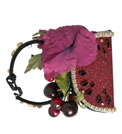 Dolce & Gabbana Red Watermelon Cherry Crystal Hairband Statement Diadem