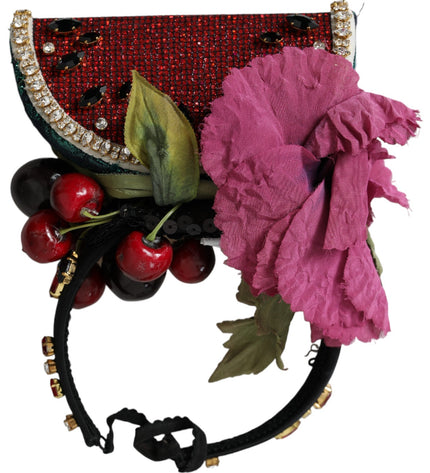 Dolce & Gabbana Red Watermelon Cherry Crystal Hairband Statement Diadem