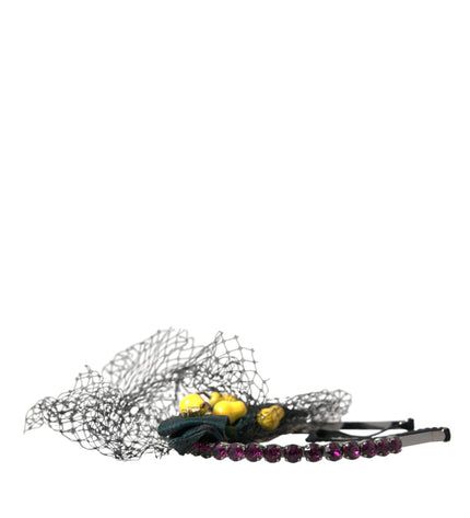 Dolce & Gabbana Black Lemons Sicily Purple Crystal Net Headband Diadem