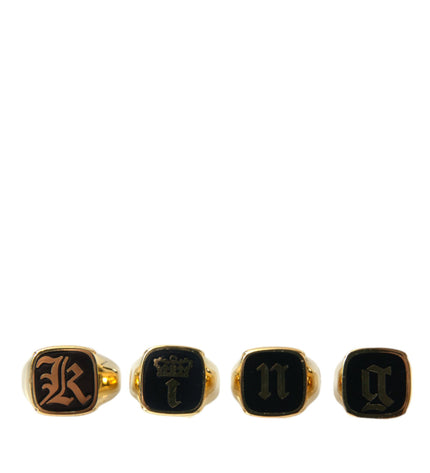 Dolce & Gabbana Gold Brass KING Enamel Set of 4 Ring