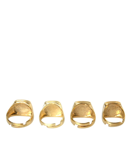 Dolce & Gabbana Gold Brass KING Enamel Set of 4 Ring