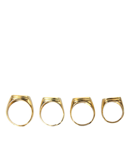 Dolce & Gabbana Gold Brass KING Enamel Set of 4 Ring