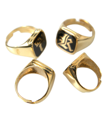 Dolce & Gabbana Gold Brass KING Enamel Set of 4 Ring