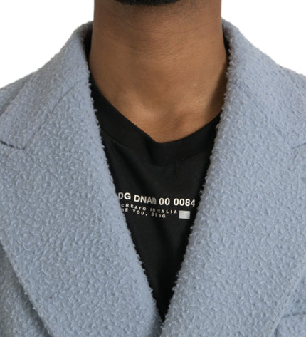 Dolce & Gabbana Blue Double Breasted Long Trench Coat Jacket