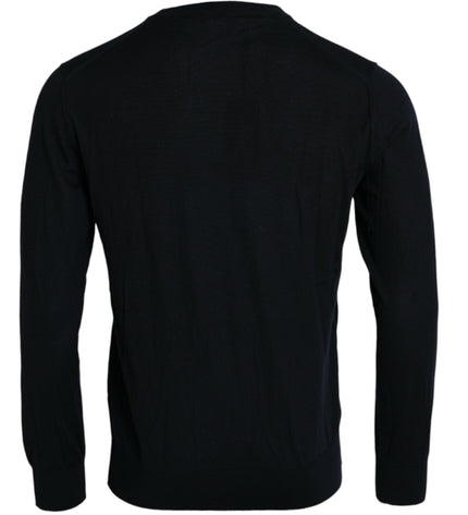 Dolce & Gabbana Blue Bee Cashmere Crewneck Pullover Sweater