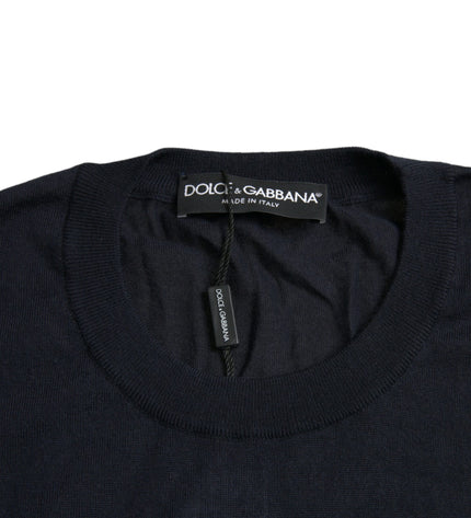 Dolce & Gabbana Blue Bee Cashmere Crewneck Pullover Sweater