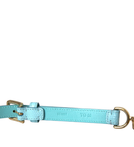 Dolce & Gabbana Light Blue Leather Crystal Chain Waist Belt