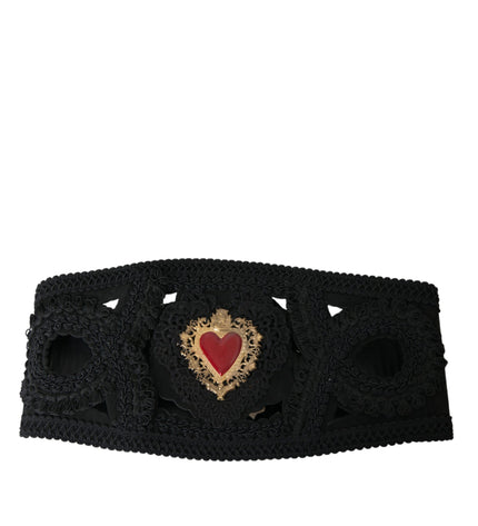 Dolce & Gabbana Black Canvas Embellished Waist Women Belt