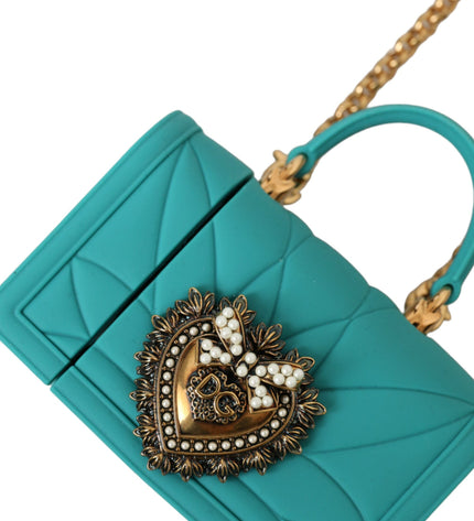 Dolce & Gabbana Turquoise Silicone Devotion Heart Cover Bag Airpods Case