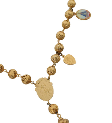 Dolce & Gabbana Gold Tone Chain Brass Beaded Statement Sicily Necklace