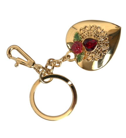 Dolce &amp; Gabbana Portachiavi con ciondolo floreale in ottone dorato metallizzato