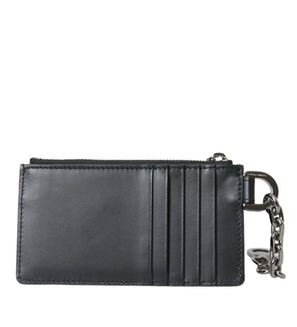 Dolce & Gabbana Black Calfskin Leather DG Logo Card Holder Wallet Men