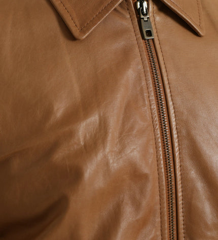 Dolce & Gabbana Brown Lamb Leather Full Zip Blouson Jacket