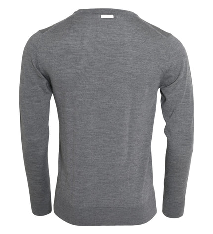 Dolce &amp; Gabbana Maglione Pullover Girocollo in Lana Grigio Cenere