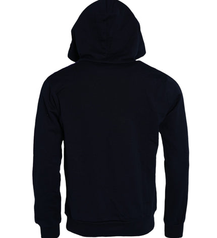 Dolce & Gabbana Dark Blue Cotton Crown Hooded Sweatshirt Sweater