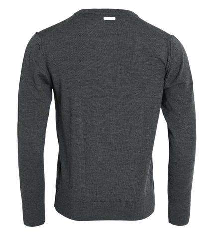 Maglione pullover girocollo in lana grigio scuro Dolce &amp; Gabbana