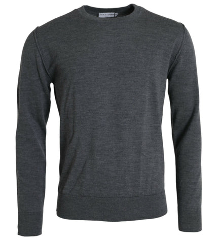 Maglione pullover girocollo in lana grigio scuro Dolce &amp; Gabbana