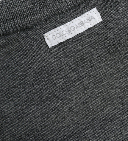 Dolce & Gabbana Dark Gray Wool Crew Neck Pullover Sweater