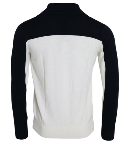 Maglione pullover con camicia Henley SICILIA bianco nero Dolce &amp; Gabbana