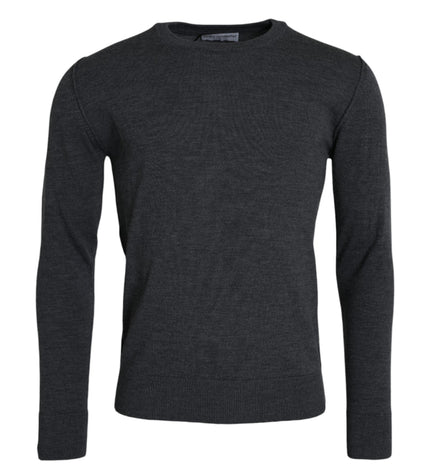 Dolce & Gabbana Dark Gray Wool Crew Neck Pullover Sweater