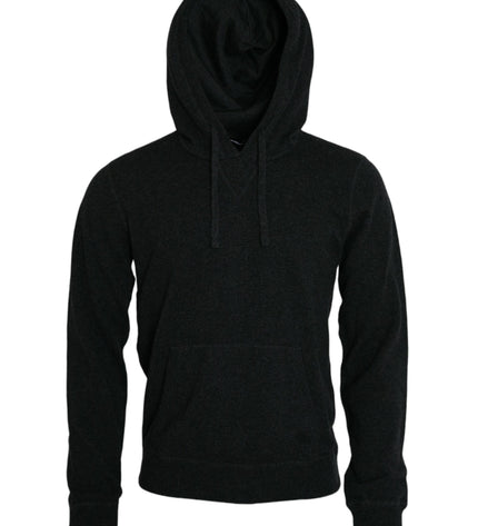 Dolce & Gabbana Dark Gray Cashmere Hooded Pullover Sweater