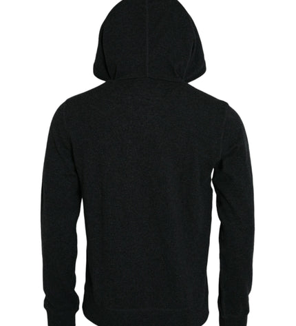 Dolce & Gabbana Dark Gray Cashmere Hooded Pullover Sweater