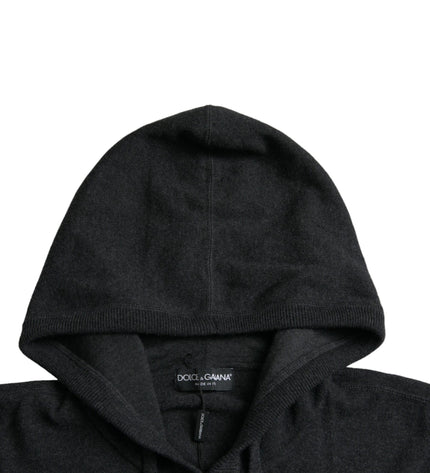 Dolce & Gabbana Dark Gray Cashmere Hooded Pullover Sweater