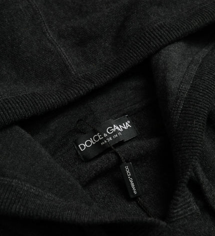 Dolce & Gabbana Dark Gray Cashmere Hooded Pullover Sweater