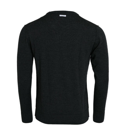 Dolce & Gabbana Dark Gray Wool Crew Neck Pullover Sweater