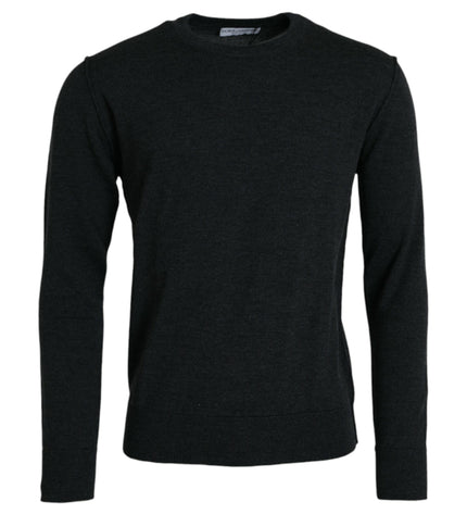 Dolce & Gabbana Dark Gray Wool Crew Neck Pullover Sweater