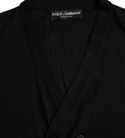 Dolce &amp; Gabbana Maglione cardigan a maniche lunghe in maglia di cashmere nero