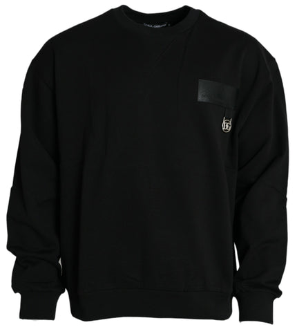 Dolce & Gabbana Black Logo Cotton Long Sleeves Sweatshirt Sweater