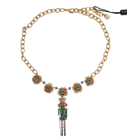 Dolce & Gabbana Elegant Gold Crystal Statement Necklace