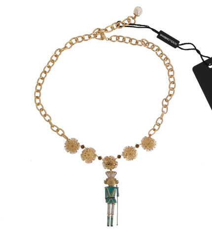 Dolce & Gabbana Elegant Gold Crystal Statement Necklace