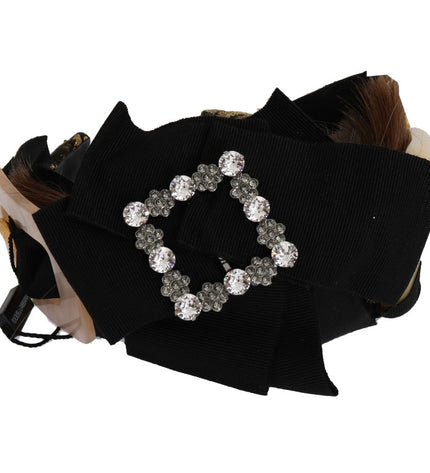 Dolce & Gabbana Crystal-Embellished Gold Brown Diadem Headband