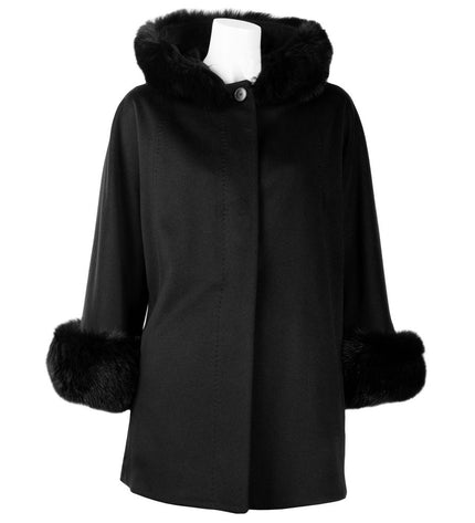 Made in Italy Black Wool Women Coat