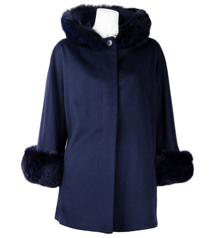 Made in Italy Elegant Virgin Wool Short Coat with Fur Detail