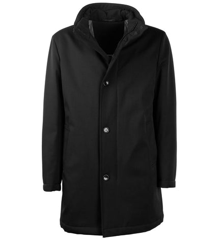 Made in Italy Elegant Virgin Wool Coat with Storm Protection