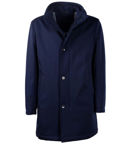 Made in Italy Elegant Blue Virgin Wool Storm System Coat