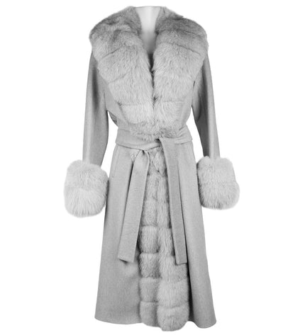 Made in Italy Elegant Wool Coat with Luxurious Fox Fur Trim