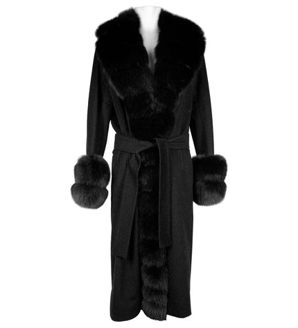 Made in Italy Elegant Virgin Wool Coat with Luxe Fox Fur Trim