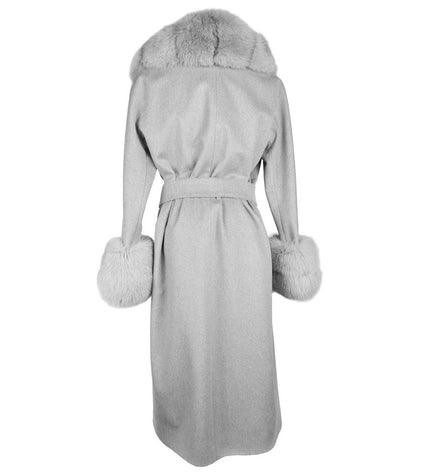 Made in Italy Elegant Wool Coat with Luxurious Fox Fur Trim