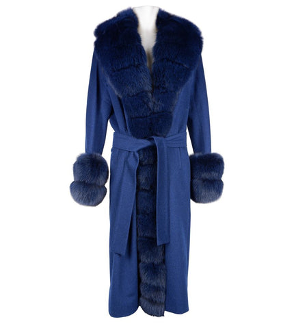 Made in Italy Elegant Wool Coat with Luxe Fox Fur Trim