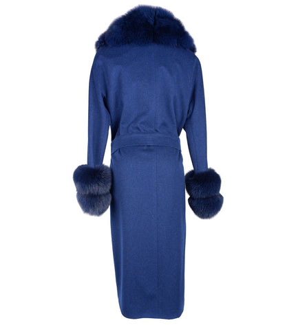 Made in Italy Elegant Wool Coat with Luxe Fox Fur Trim