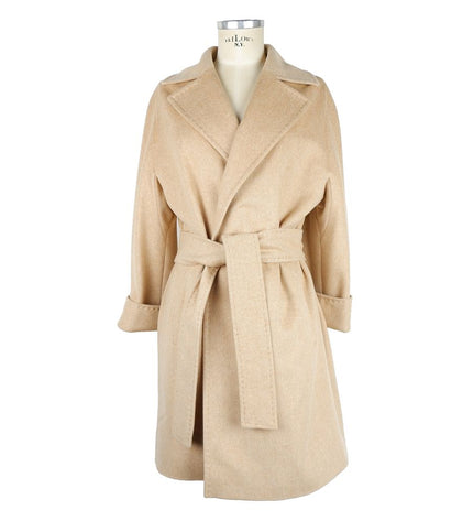 Made in Italy Elegant Beige Wool Women's Coat