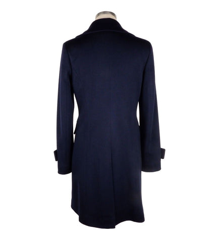 Made in Italy Elegant Blue Virgin Wool Ladies Coat