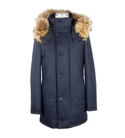 Made in Italy Elegant Blue Wool-Cashmere Padded Jacket